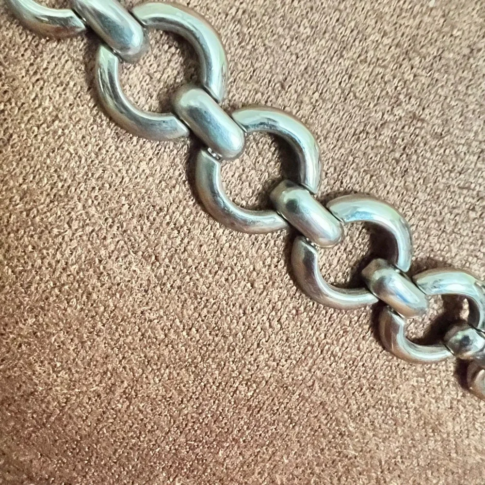 Vintage Silver Tone Chunky Round Link Chain Waist Belt 38 Inch Size Medium Y2K